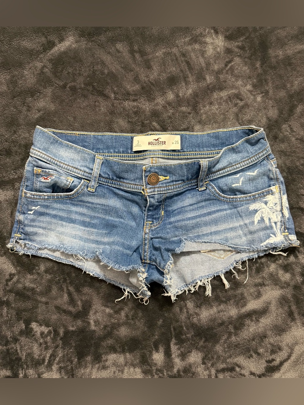 Hollister Light Blue Distressed Denim Cutoff Shorts